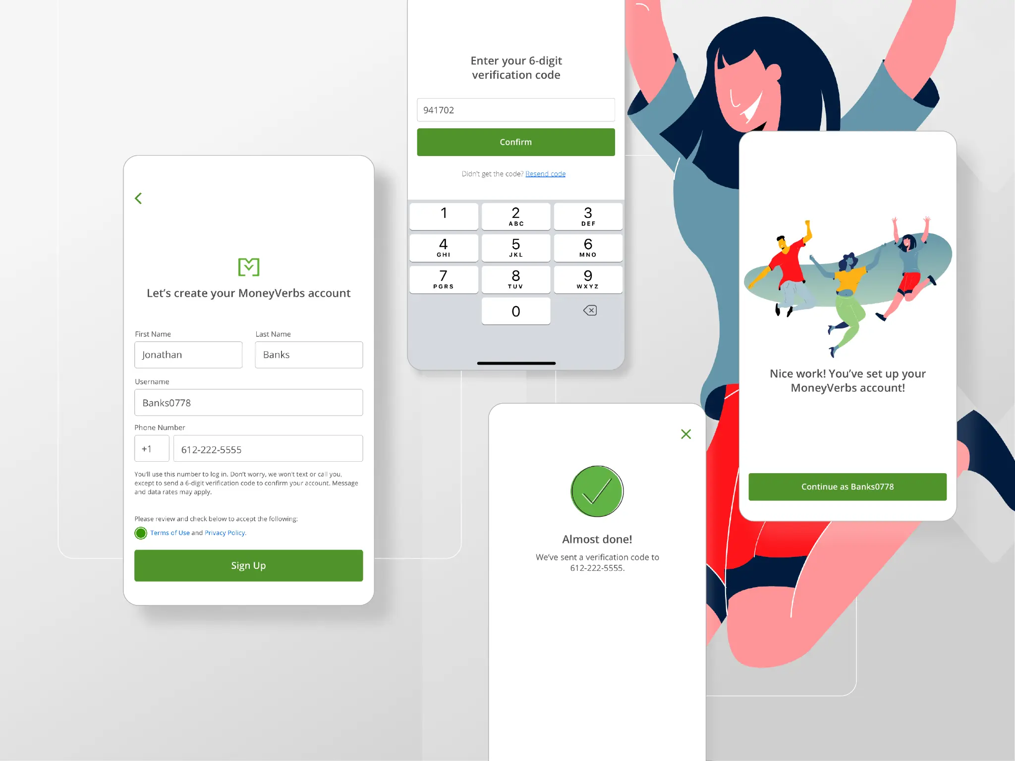 MoneyVerbs registration flow